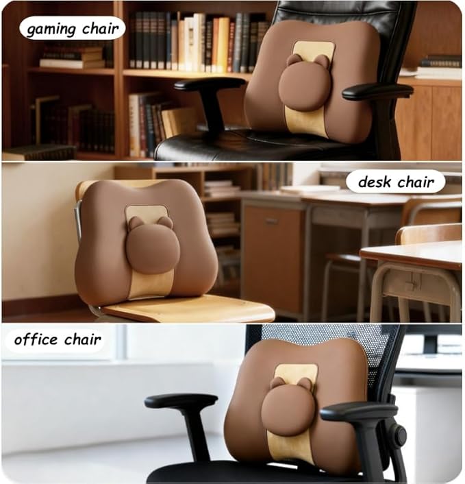 Car Lumbar Support and Neck Pillow for Driving Seat, Memory Foam Car Back Support Pillow & Headrest for Improve Posture, Driver Back Neck Sciatica Pain Relief Cushion (Grey)