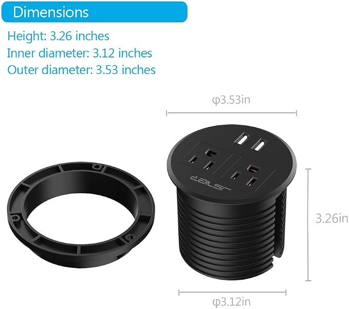 Desktop Power Grommet JSVER Mini Desktop Power Strip Hide Recessed Power