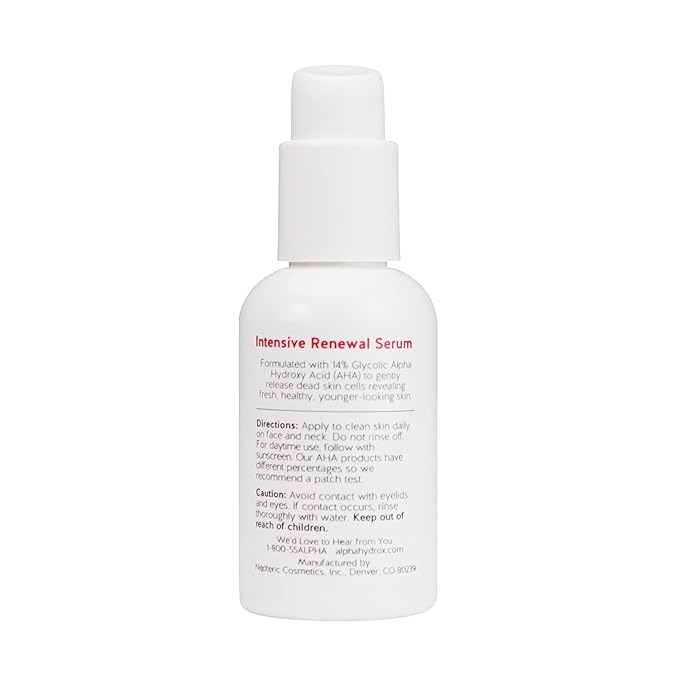 Alpha Skin Care Renewal Serum, 14% Glycolic AHA, Anti-Aging Formula, Reduces Lines & Wrinkles, Alpha Hydroxy Acid Exfoliates & Evens Skin Tones, Rejuvenates & Hydrates, 2 Oz, Pack of 3