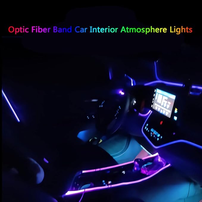 Super Bright MMA Plastic Optic Fiber Side Glow Unibody Band Edge Cable Car LED Illumination Optic Fiber Band Car Interior Atmosphere Lights (32.81ft)