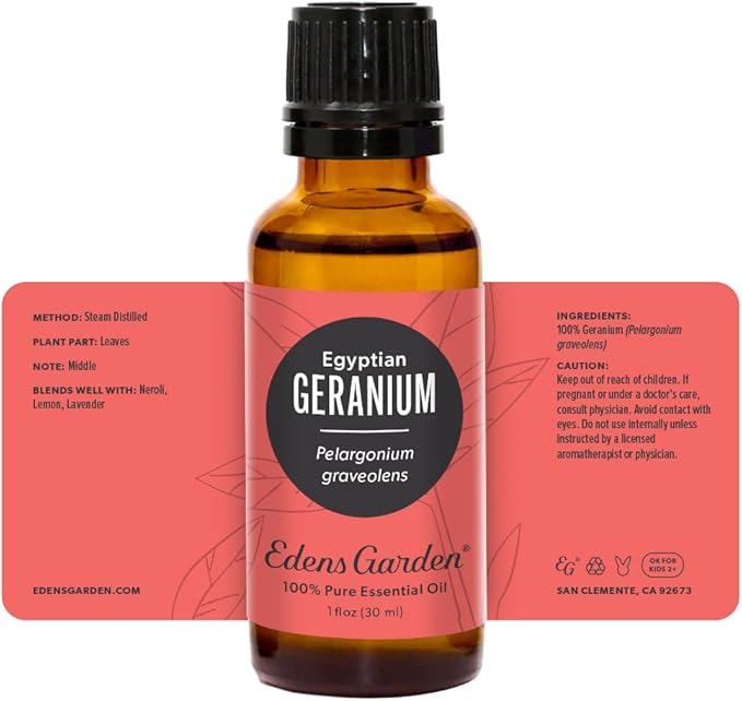 Edens Garden Geranium- Egyptian Essential Oil, 100% Pure Therapeutic Grade (Undiluted Natural/Homeopathic Aromatherapy Scented Essential Oil Singles) 30 ml