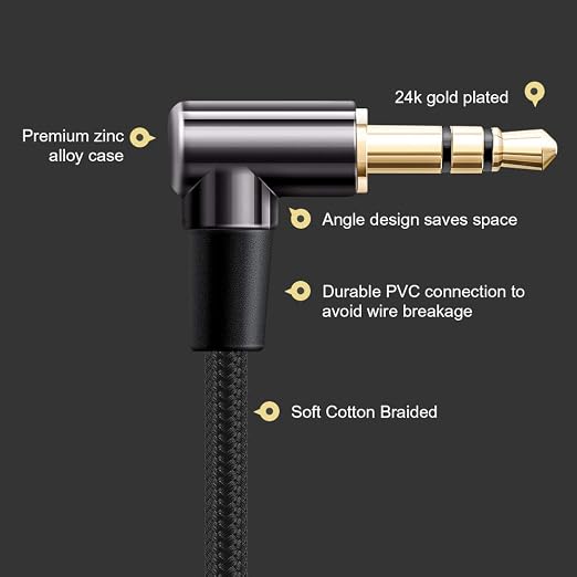 CableCreation 3.5mm Audio Cable, Right Angle Male to Male Auxiliary Cable