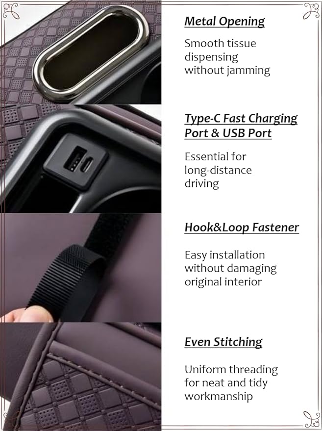 2026 Upgraded Car Center Console Cushion with 30w USB& Type-C Charging Ports, Leather Car Armrest Pad Cover, Interior Accessories for Most Vehicles (Classic Flat Version, Light Beige)
