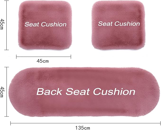 Plush Car Seat Cushion, Soft Warm Fuzzy Faux Rabbit Fur Fluffy Plush Auto Seat Cover Vehicle Car Front and Back Seat Protector Pad with Non-Slip Backing Cushion Interior Universal Fit (Khaki,Front*1)