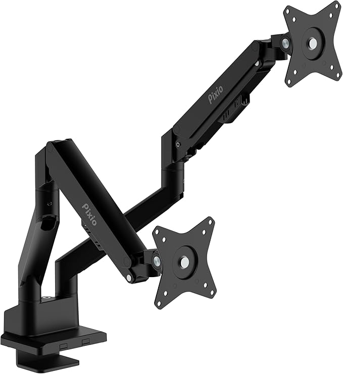 Pixio PS1D Wave Black Dual Monitor Arm Stand Desk Mount