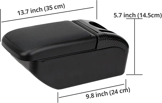 AULPHIKE Compatible with Nissan Note Armrest E-Power Car Center Console Organizer Armrests Double Layer Storage with USB Ports(Black Style)