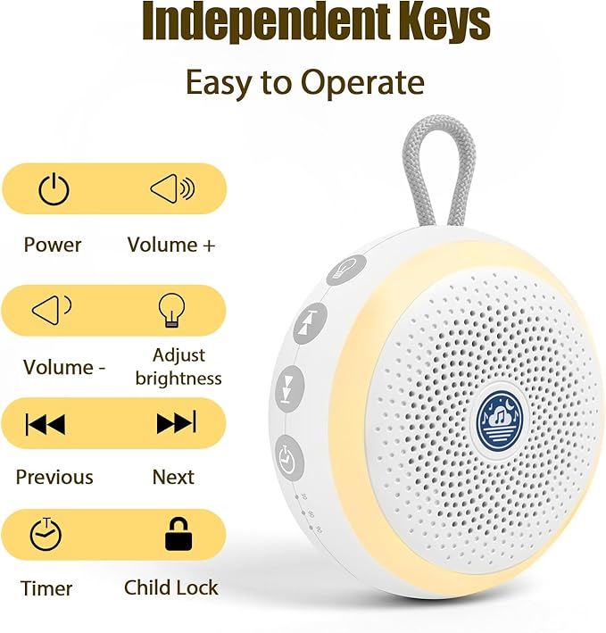 Sound Machine for Baby β White Noise Sound Machine with Night Light for Baby Nursery β Portable Sleep Machine with Rain Sounds, Sleep Music & Relaxing Sleep Aid