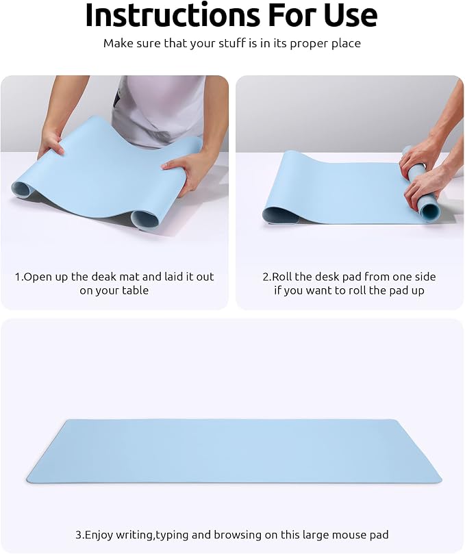 YSAGi Leather Desk Protector, Office Mat, Large Mouse Mat, Non-Slip PU Leather