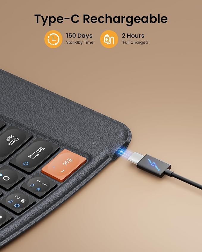 ProtoArc Ergonomic Foldable Keyboard, XK03 Split Folding Bluetooth Keyboard