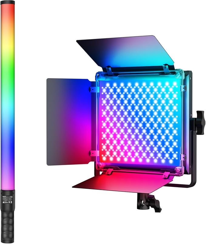 Mettlelite LS800C RGB Light Stick and Mettlelite SPL210C LED Video Light Full