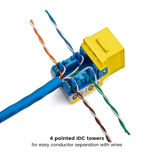 trueCABLE Cat5e Keystone Jack, Unshielded, 90 Degree Punch-Down, PoE++ 100W