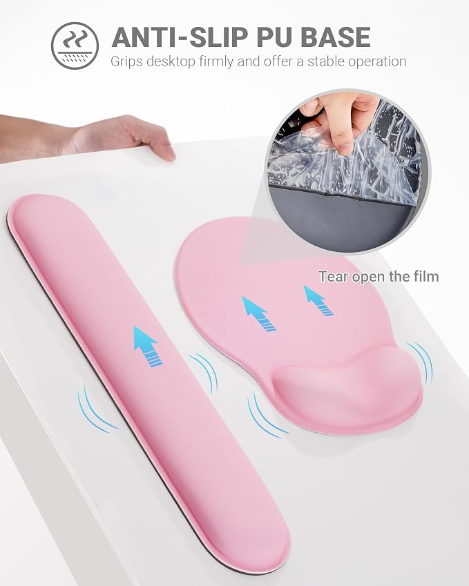 Ergonomic Mouse Pad Wrist Support Set, Memory Foam Keyboard Wrist Rest Set
