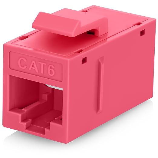 Everest Cat6 RJ45 Keystone Coupler in Pink