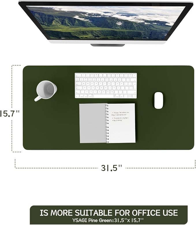 YSAGi Non-Slip Leather Desk Pad, Waterproof Laptop Computer Desk Keyboard Mat