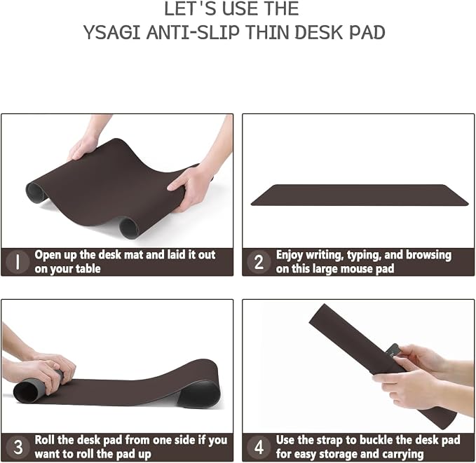 YSAGi Non-Slip Leather Desk Pad, Waterproof Laptop Computer Desk Keyboard Mat