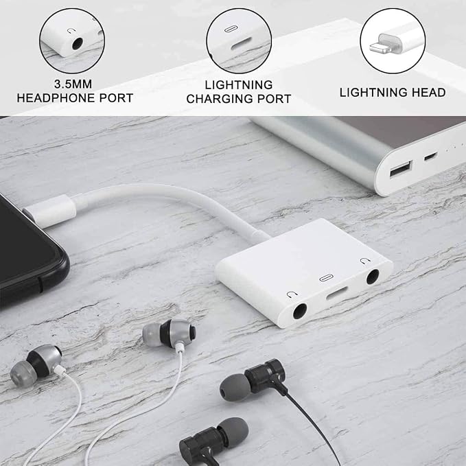 3in1 Lighting to 3.5mm, Headphone Adapter