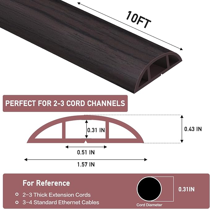 Floor Cord Cover Self Adhesive Cord Hider Floor Extension Cord Covers