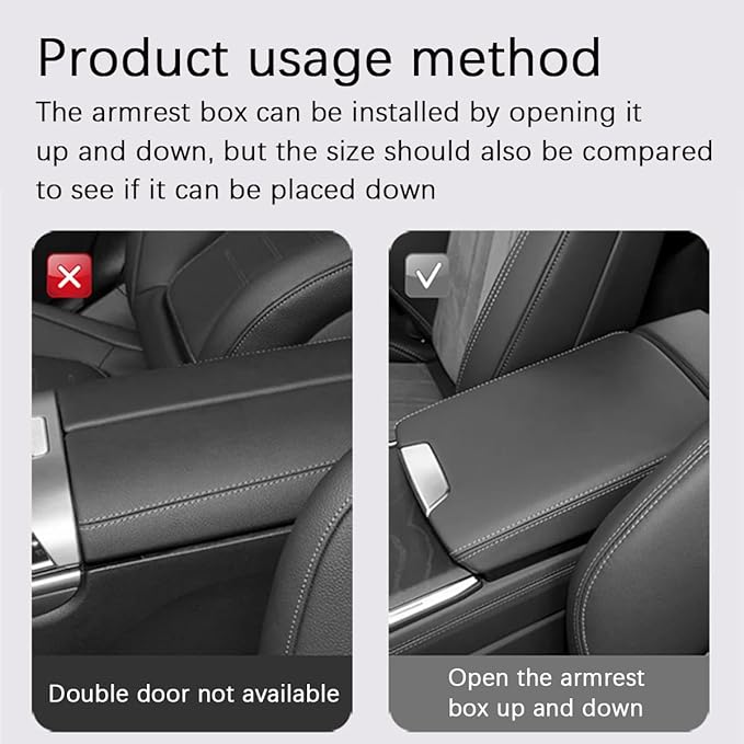 Car Center Console Cover, Leather Vehicle Armrest Cushion Pad with 2 Storage Bags, Auto Interior Middle Console Storage Box Protector Accessories, Universal for SUV, Sedan, Truck (Brown)