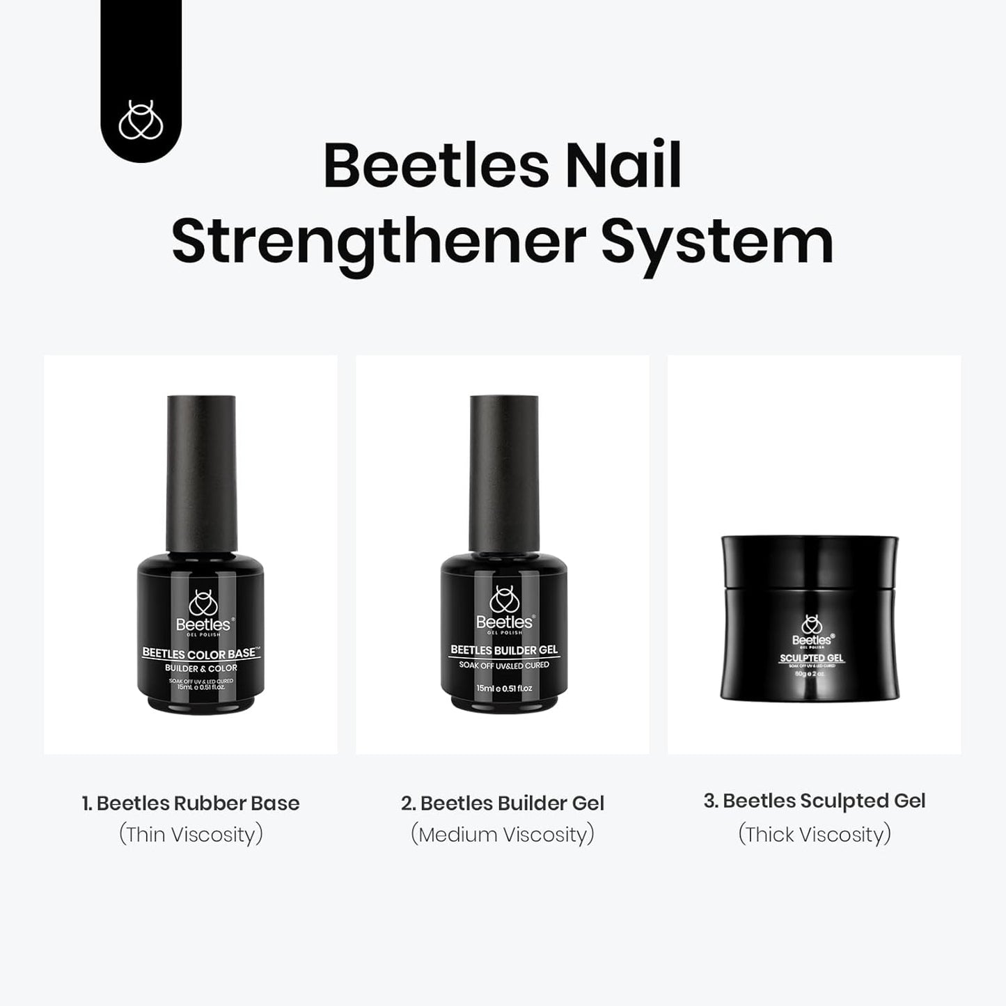 Beetles Milky White Rubber Base Gel Polish For Nail Thickening, 15ml Milky White Gel Polish Nail Strengthener Extension Color Base Gel In A Bottle UV LED Nail Lamp Cured