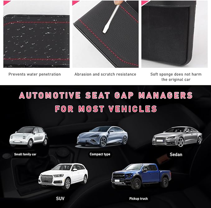 Car Seat Gap Filler with Cup Holder Expander, Automotive Front Seat Storage with Cup Holder, Console Seat Gap Filler Storage Box for Mug Bottle Keys, Car Accessories (Driver Side)