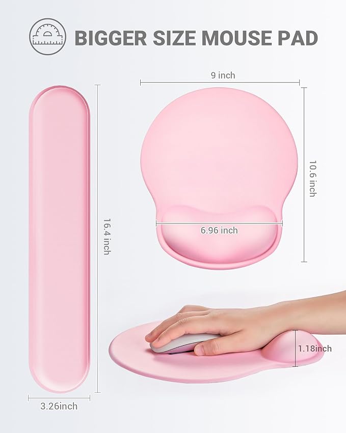 Ergonomic Mouse Pad Wrist Support Set, Memory Foam Keyboard Wrist Rest Set