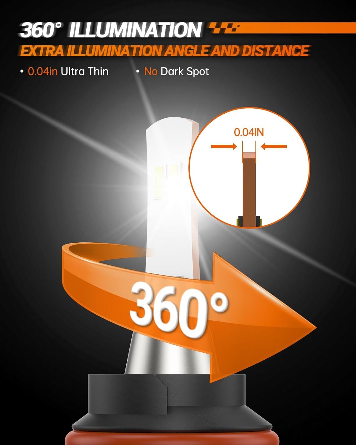 SEALIGHT H4/9003/HB2 Driving Light Bulbs, 36000LM Super Bright 9003 Dual Beam Bulbs, 6000K Cool White H4 Fog Lights, Plug-N-Play, Pack of 2