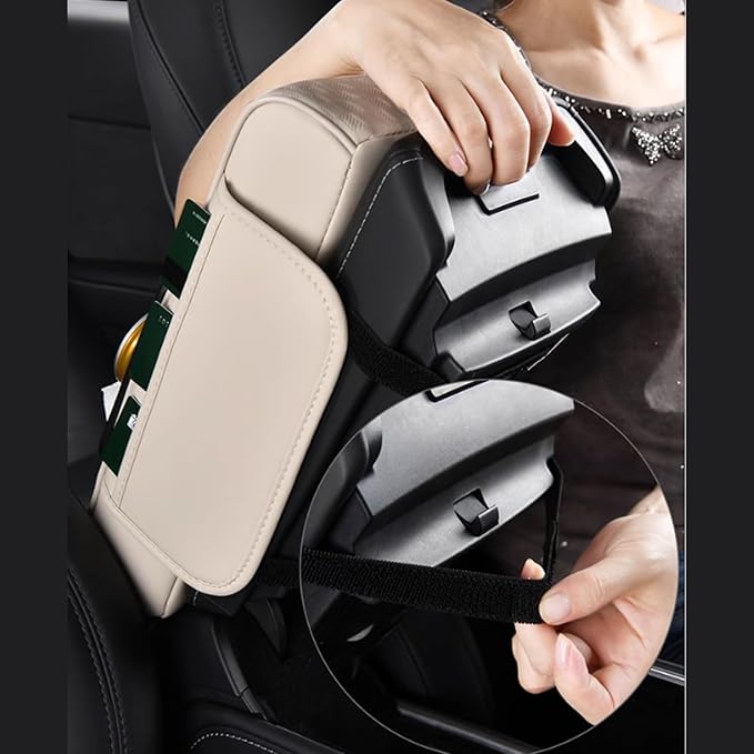 Car Arm Rest Cushion for Mazda CX-5, Center Console Armrest Pillow Car Armrest Pad Trucks with Cup Holder, Armrest Pad Storage Bag(Gray)
