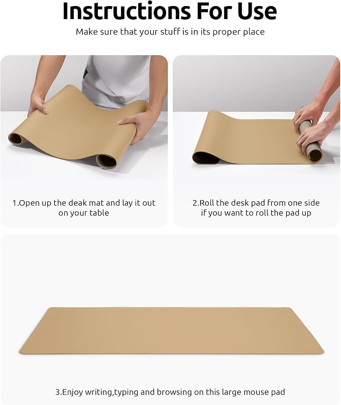 YSAGi Leather Desk Protector, Office Mat, Large Mouse Pad, Non-Slip PU Leather