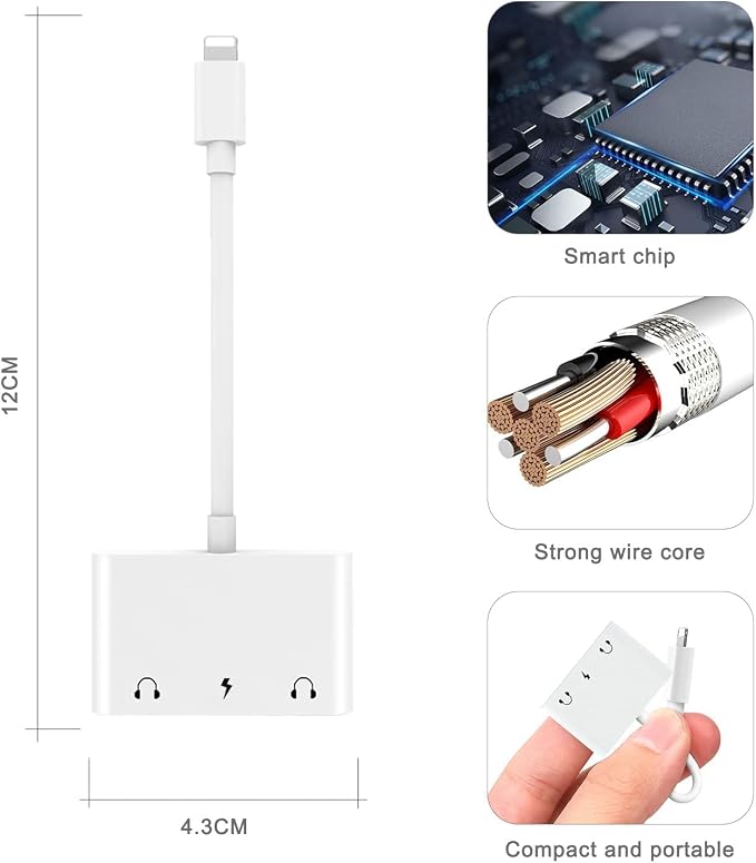 3in1 Lighting to 3.5mm, Headphone Adapter