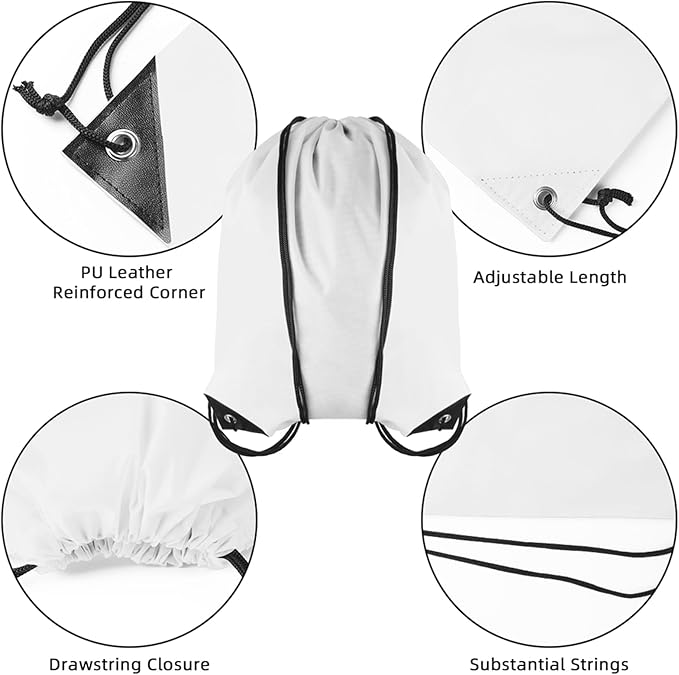 GoodToU Drawstring Bags - Nylon Gym & Travel Drawstring Backpack (White, 80Pcs)