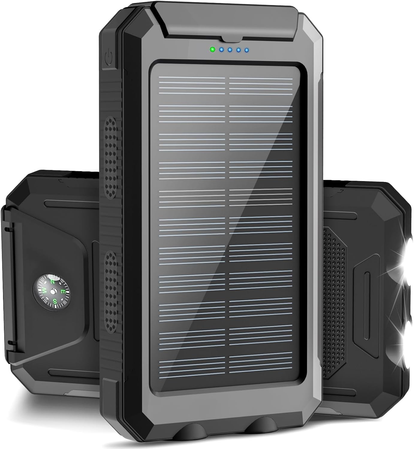 ERRBBIC Solar Power Bank, Portable Charger 38800mah, Waterproof Battery Backup Charger, Solar Panel Charger with Dual LED Flashlights, Suitable for Outdoor Camping Travel