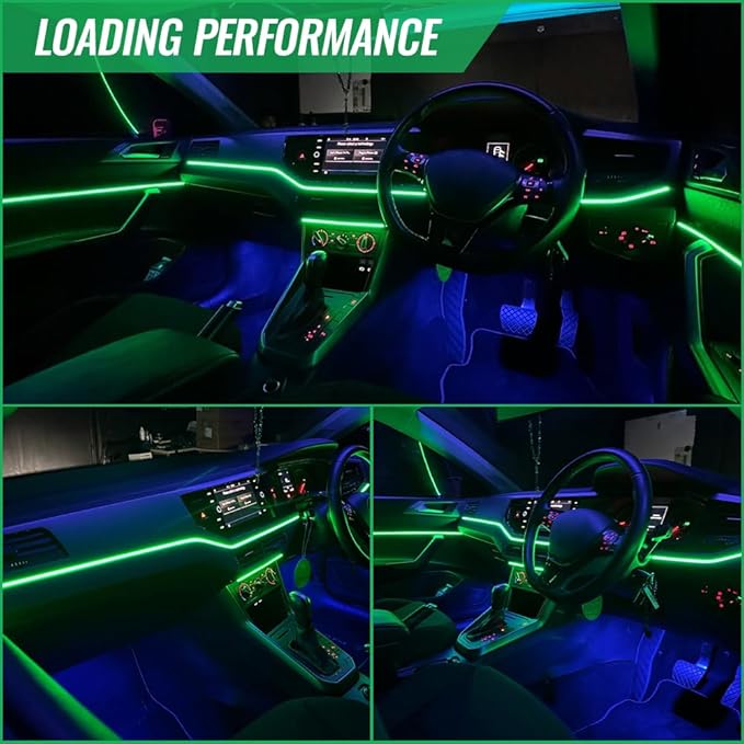 Acrylic Ambient Lighting Car Interior, 6 in 1 Dream Color Acrylic Led Strips Fiber Optic Lights with APP USB Hub, 16 Million Colors 187 Inches Flexible Neon Music Sync Emotion Glow Light for Car Dash