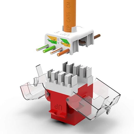 AMPCOM CAT6 Keystone Jack Tool-Less RJ45 UTP, No Punch-Down Tool Required