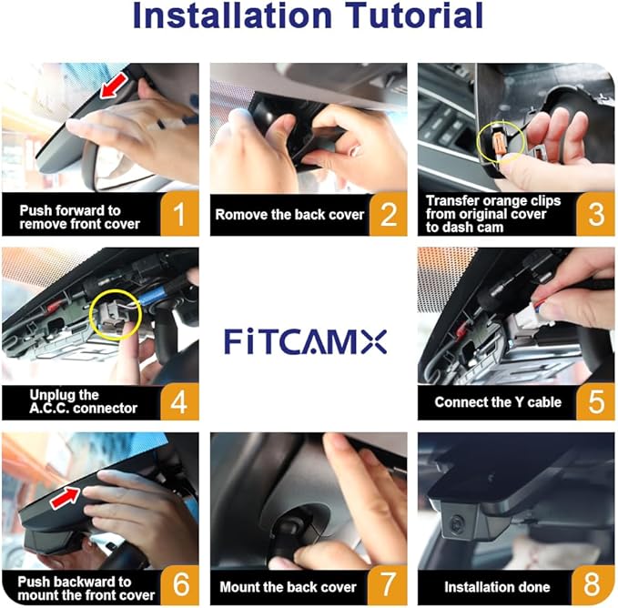 Fitcamx Front 4K+Rear 1080P Dash Cam Adapts for Toyota Highlander 2020-2026 & Hybrid (Gen4/UX70), Integrated OEM Look, Dual HD Video, WiFi & APP, Loop Recording, G-Sensor, Easy to Use, 128GB Card