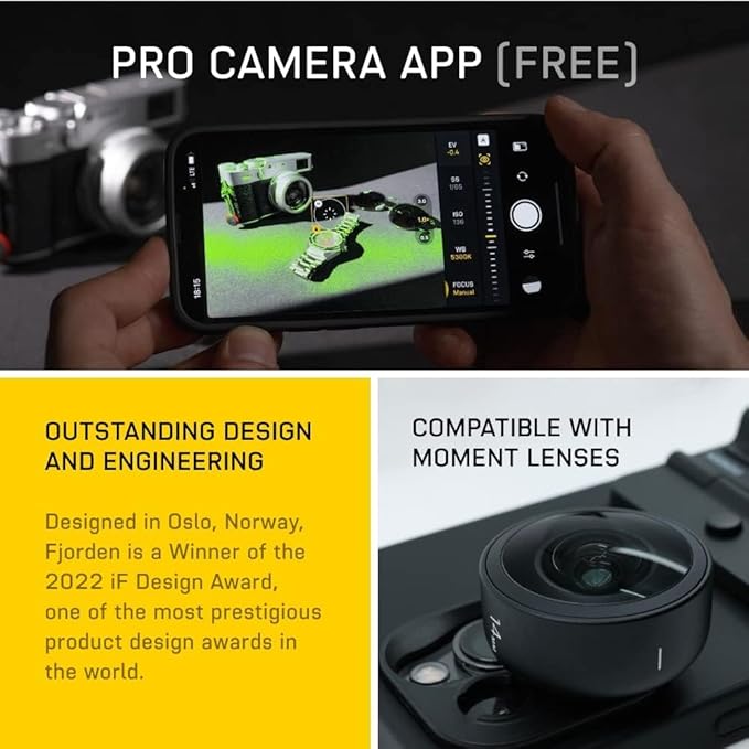 FJORDEN Pro Bundle for iPhone 16 Pro Max - Includes Fjorden Camera Grip, (MagSafe Compatible) iPhone Case, Black Rope Strap & Carry Case - Shoot Like A Pro with Your iPhone