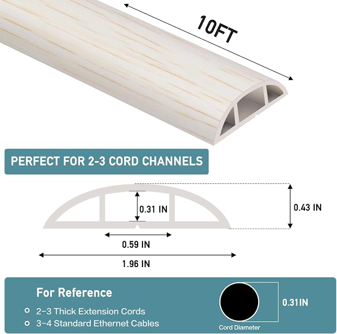 Floor Cord Cover Self Adhesive Cord Hider Floor Extension Cord Covers
