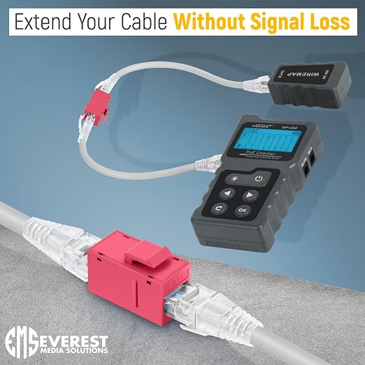 Everest Cat6 RJ45 Keystone Coupler in Pink