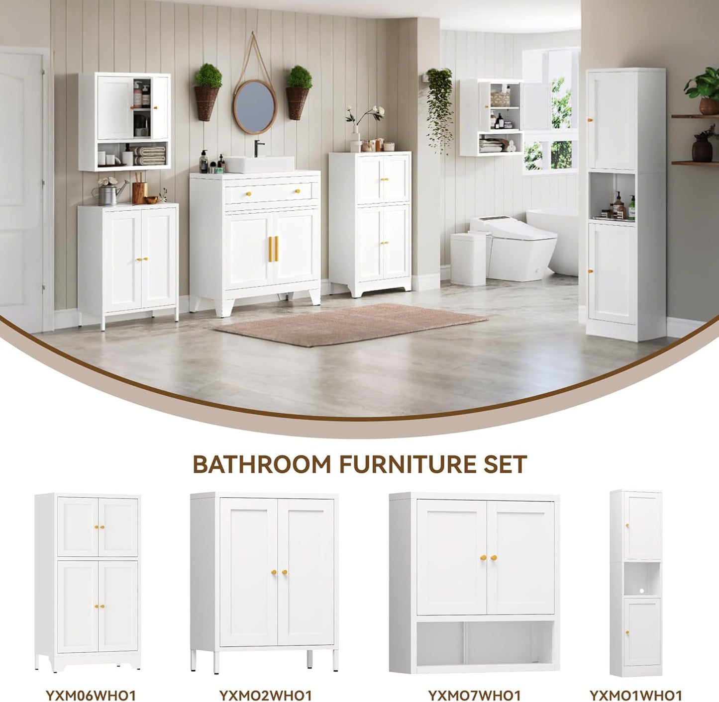 Metal Bathroom Storage Cabinet, Bathroom Floor Storage Cabinet with 2 Adjustable Shelves and 2 Doors,Freestanding Metal Sideboard for Small Spaces, Living Room, Dining Room,Orange