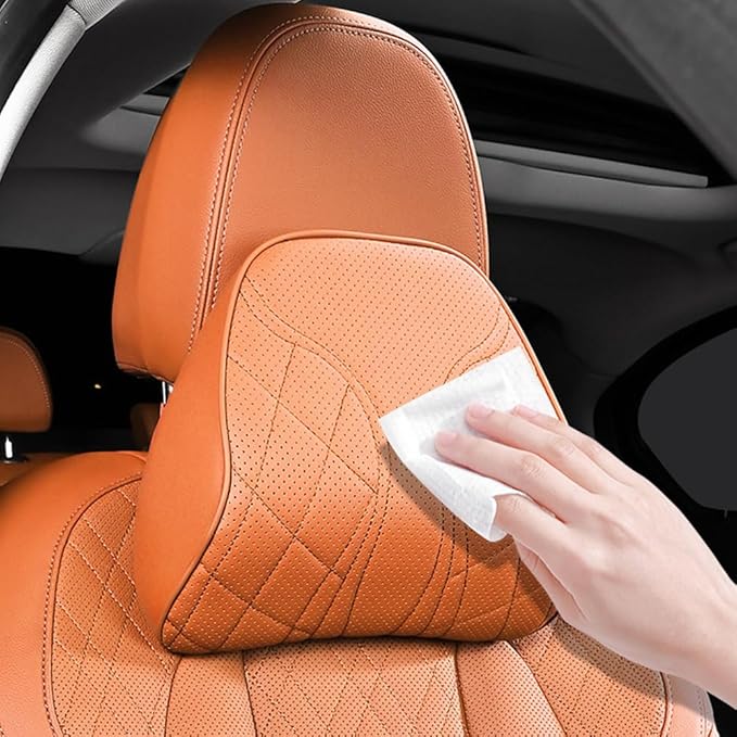 for Chevy Silverado 2007 2008 2009 2010 2011 2012 2013 Leather Car Seat Headrest Lumbar Cushion, Lumbar Support Pillow for Car,for Driving Traveling Relieving Neck Fatigue,2-B Black