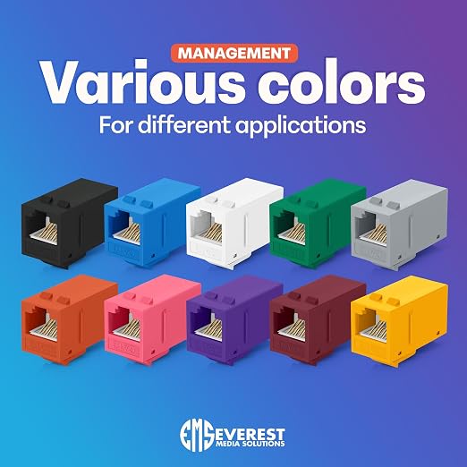 Everest Cat6 RJ45 Keystone Coupler in Pink