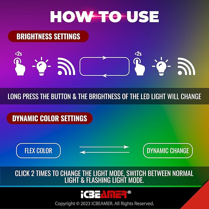 ICBEAMER Type C Adapters USB Atmosphere LED Light 1-Pack (Red) | Smart Interface Plug-in Miniature LED Night Light for Car, Trunk, Van, Pickup, Create Cozy Environment