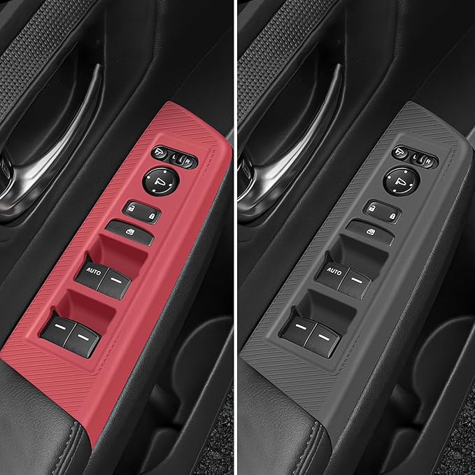 Temmis 4PCS Car Door Window Switch Panel Cover for Honda CRV 2023-2026 (Gasoline & Hybrid), Auto Interior Decor Accessories Armrest Trim Silicone Style Kit-Red