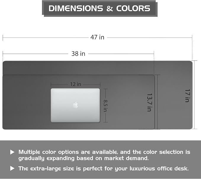 Aothia Leather Desk Pad Protector, Office Mat, Large Mouse Pad, Laptop Desk Pad