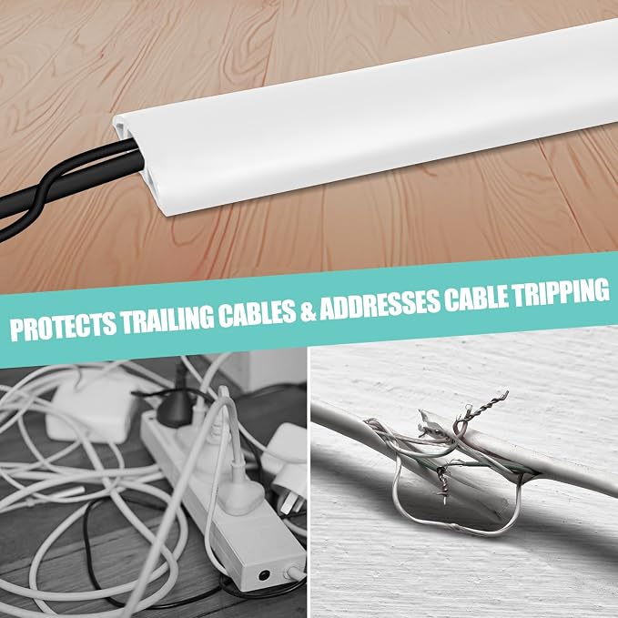 Floor Cord Cover Self Adhesive Cord Hider, 3.3FT Cable Management, Extension