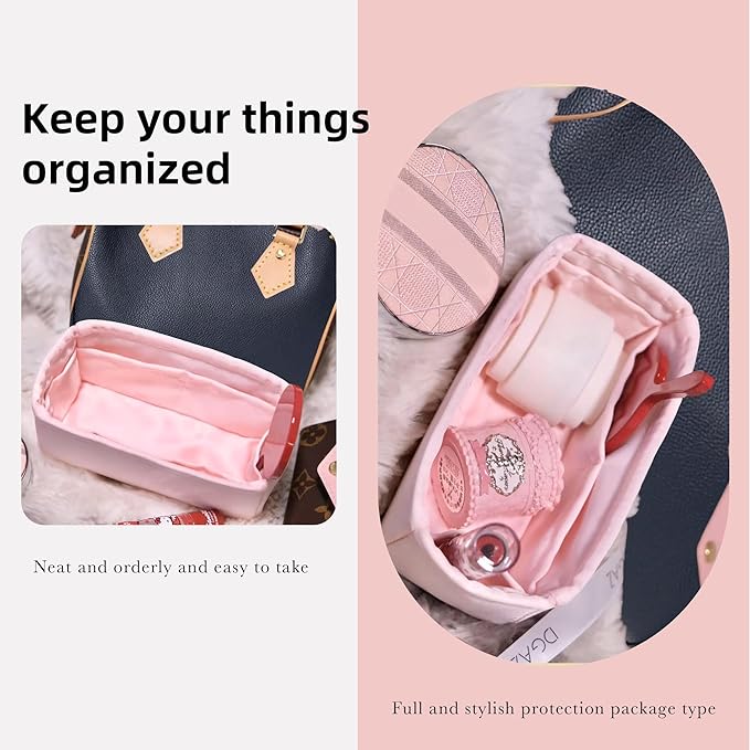 DGAZ Silk Purse Organizer Insert Fits LV Speedy 16/20/25/30/35/45 bags,Silky Smooth Bag Organizer,Luxury Handbag & Tote Shaper(Pink,SP30)