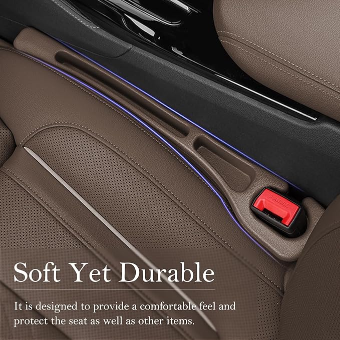 Car Seat Gap Filler 2-Pack, Universal Car Seat Gap Filler Organizer, Seat Gap Plug โ Fills Gap Between Seat & Console (Brown)