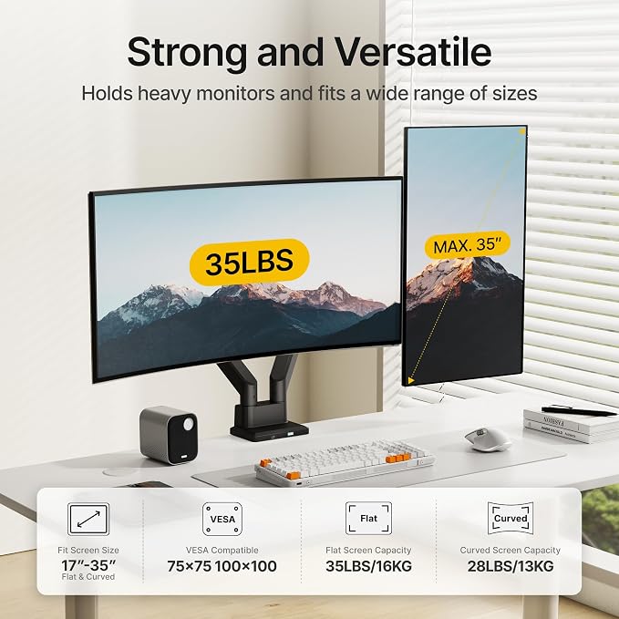 monTEK Dual Monitor Mount with USB Monitor Arms