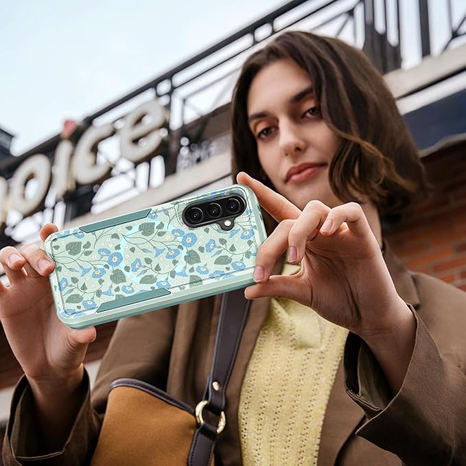 for Samsung Galaxy A36 5G Phone Case - Compatible with MagSafe Women Girls Cute Magnetic Protective Cover Unique Girly Blue Flower Heavy Duty Shockproof Design for Samsung A36 5G Cases 6.7"