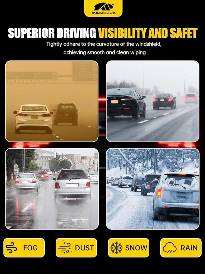 MIKKUPPA 26"+18"+12" Windshield Wipers Blades Replacement for 2015-2021 Kia Sedona, 2020-2023 Telluride, U/J HOOK Front & Rear All Season Wiper Blades Set(Pack of 3)