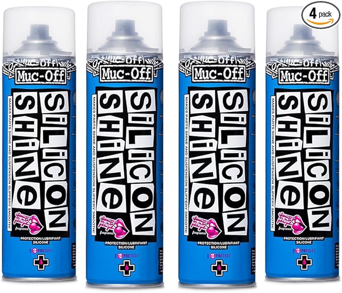 Muc-Off Silicon Shine, 4 Pack - Advanced Polish for Motorcycle Cleaning and Maintenance - Protective High Gloss Coating Silicone Spray for Motorcycles, Bicycles, UTV & ATVs